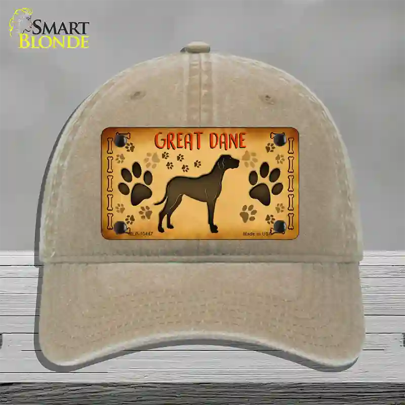 Great Dane Novelty License Plate Hat Unconstructed Cotton / Khaki