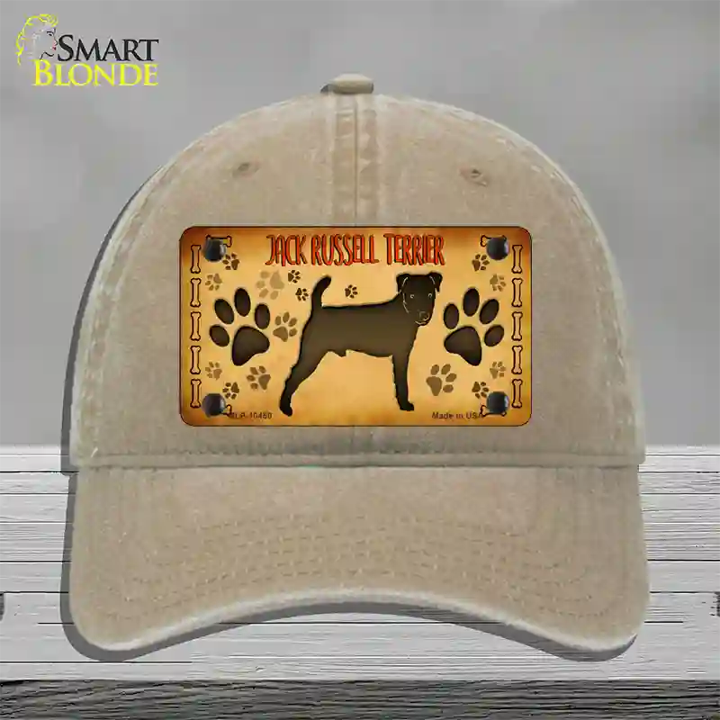 Jack Russell Terrier Novelty License Plate Hat Unconstructed Cotton / Khaki