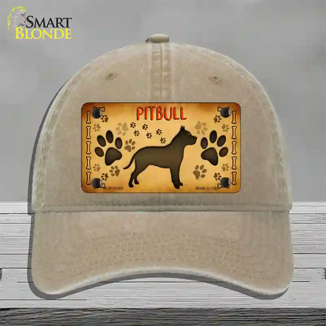 Pitbull Novelty License Plate Hat Unconstructed Cotton / Khaki