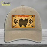 Pomeranian Novelty License Plate Hat Unconstructed Cotton / Khaki