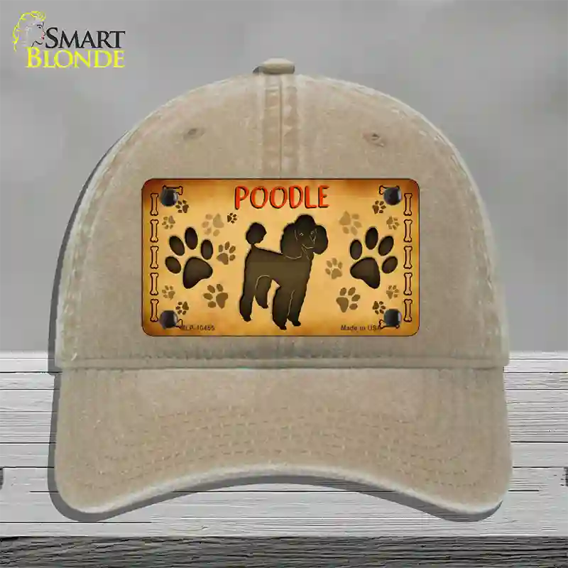 Poodle Novelty License Plate Hat Unconstructed Cotton / Khaki