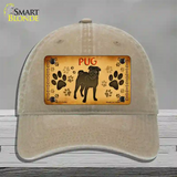 Pug Novelty License Plate Hat Unconstructed Cotton / Khaki