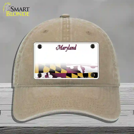 Maryland State Blank Novelty License Plate Hat Unconstructed Cotton / Khaki