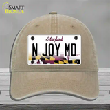 N Joy MD Maryland Novelty License Plate Hat Unconstructed Cotton / Khaki