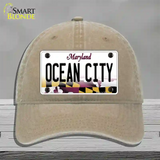 Ocean City Maryland Novelty License Plate Hat Unconstructed Cotton / Khaki