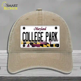 College Park Maryland Novelty License Plate Hat Unconstructed Cotton / Khaki