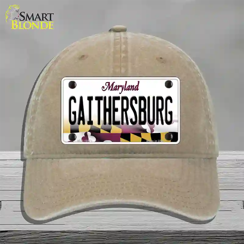 Gaithersburg Maryland Novelty License Plate Hat Unconstructed Cotton / Khaki