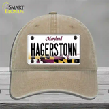 Hagerstown Maryland Novelty License Plate Hat Unconstructed Cotton / Khaki