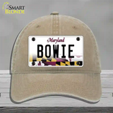 Bowie Maryland Novelty License Plate Hat Unconstructed Cotton / Khaki