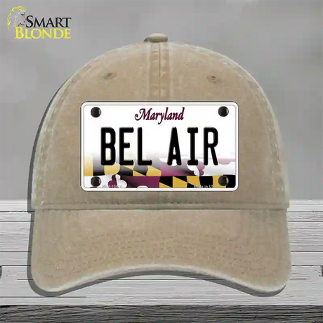 Bel Air Maryland Novelty License Plate Hat Unconstructed Cotton / Khaki