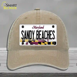 Sandy Beaches Maryland Novelty License Plate Hat Unconstructed Cotton / Khaki