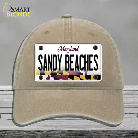 Sandy Beaches Maryland Novelty License Plate Hat Unconstructed Cotton / Khaki