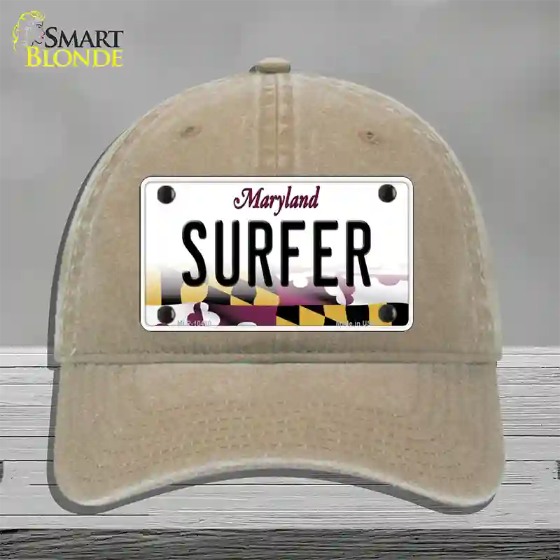 Surfer Maryland Novelty License Plate Hat Unconstructed Cotton / Khaki