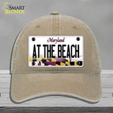 At The Beach Maryland Novelty License Plate Hat Unconstructed Cotton / Khaki