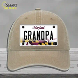 Grandpa Maryland Novelty License Plate Hat Unconstructed Cotton / Khaki