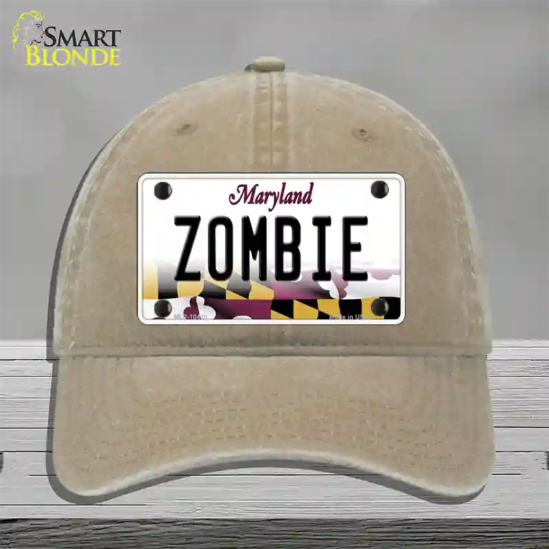 Zombie Maryland Novelty License Plate Hat Unconstructed Cotton / Khaki