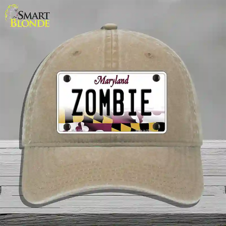 Zombie Maryland Novelty License Plate Hat Unconstructed Cotton / Khaki