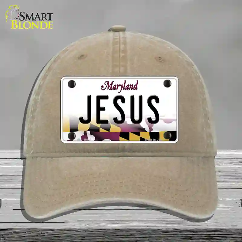 Jesus Maryland Novelty License Plate Hat Unconstructed Cotton / Khaki