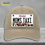 Moms Taxi Maryland Novelty License Plate Hat Unconstructed Cotton / Khaki