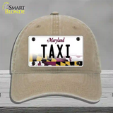 Taxi Maryland Novelty License Plate Hat Unconstructed Cotton / Khaki