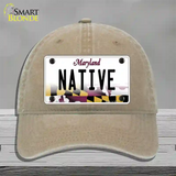 Native Maryland Novelty License Plate Hat Unconstructed Cotton / Khaki