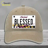 Blessed Maryland Novelty License Plate Hat Unconstructed Cotton / Khaki