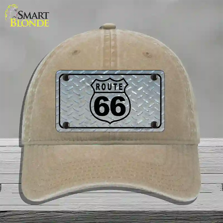 Route 66 Shield Diamond Novelty License Plate Hat Unconstructed Cotton / Khaki