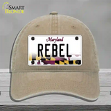 Rebel Maryland Novelty License Plate Hat Unconstructed Cotton / Khaki