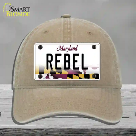 Rebel Maryland Novelty License Plate Hat Unconstructed Cotton / Khaki