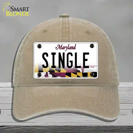 Single Maryland Novelty License Plate Hat Unconstructed Cotton / Khaki