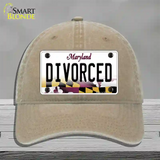 Divorced Maryland Novelty License Plate Hat Unconstructed Cotton / Khaki