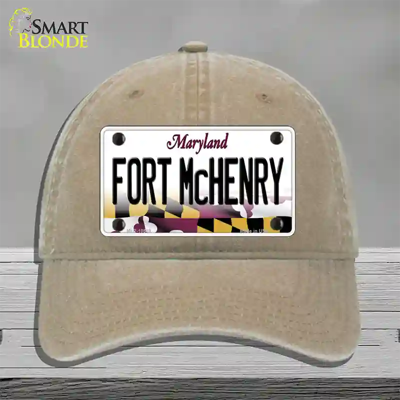 Fort McHenry Maryland Novelty License Plate Hat Unconstructed Cotton / Khaki