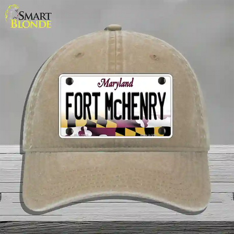 Fort McHenry Maryland Novelty License Plate Hat Unconstructed Cotton / Khaki