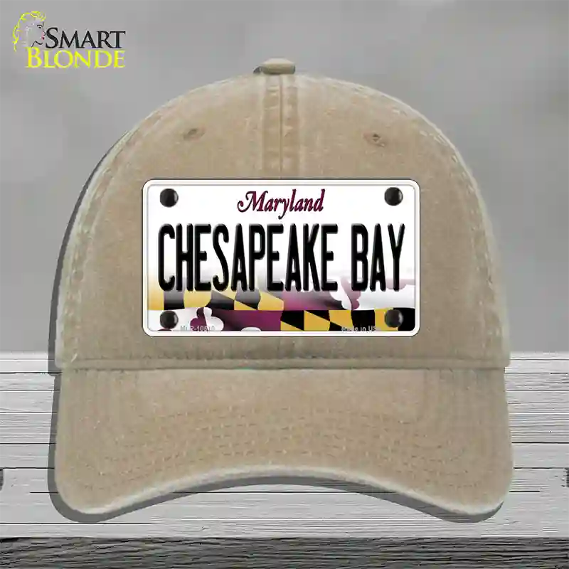 Chesapeake Bay Maryland Novelty License Plate Hat Unconstructed Cotton / Khaki