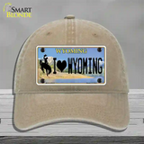 I Love Wyoming Novelty License Plate Hat Unconstructed Cotton / Khaki