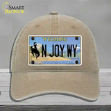 N Joy WY Wyoming Novelty License Plate Hat Unconstructed Cotton / Khaki