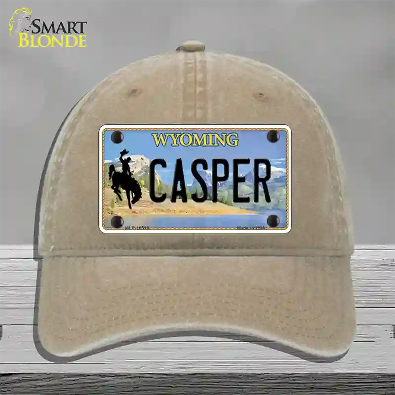 Casper Wyoming Novelty License Plate Hat Unconstructed Cotton / Khaki