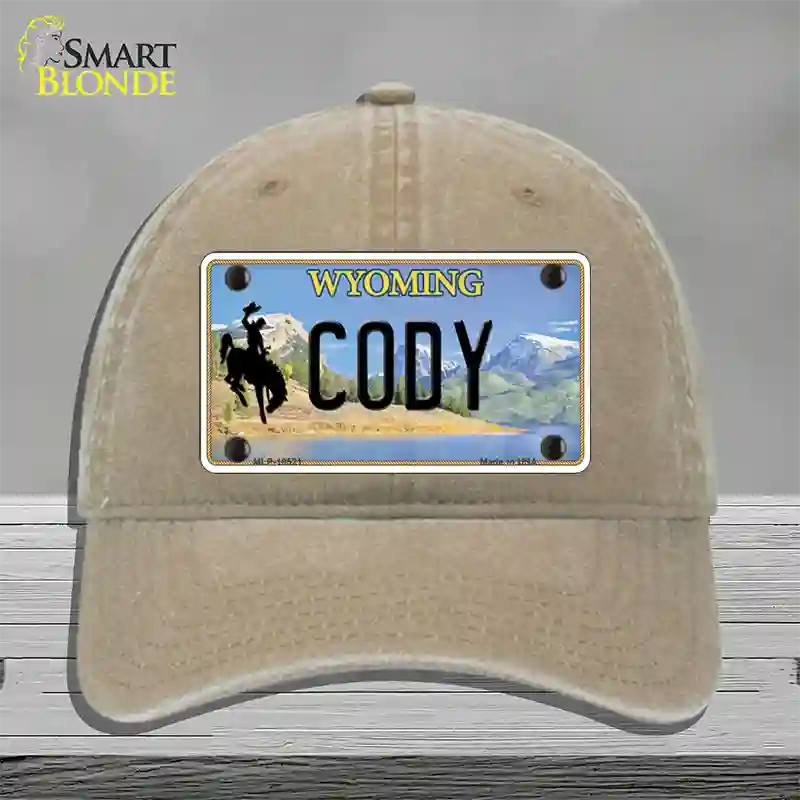 Cody Wyoming Novelty License Plate Hat Unconstructed Cotton / Khaki