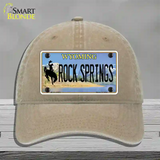 Rock Springs Wyoming Novelty License Plate Hat Unconstructed Cotton / Khaki