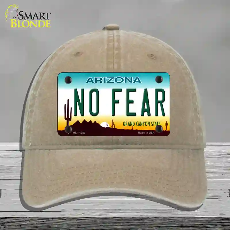 No Fear Arizona Novelty License Plate Hat Unconstructed Cotton / Khaki