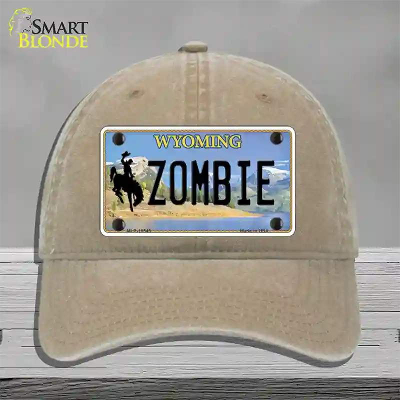 Zombie Wyoming Novelty License Plate Hat Unconstructed Cotton / Khaki