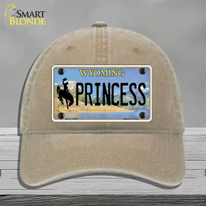 Princess Wyoming Novelty License Plate Hat Unconstructed Cotton / Khaki