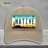 Native Arizona Novelty License Plate Hat Unconstructed Cotton / Khaki