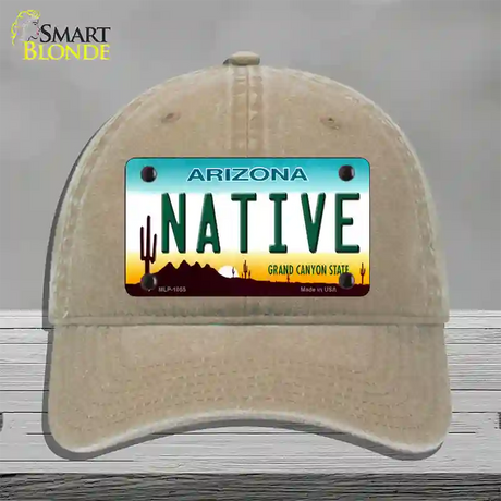 Native Arizona Novelty License Plate Hat Unconstructed Cotton / Khaki