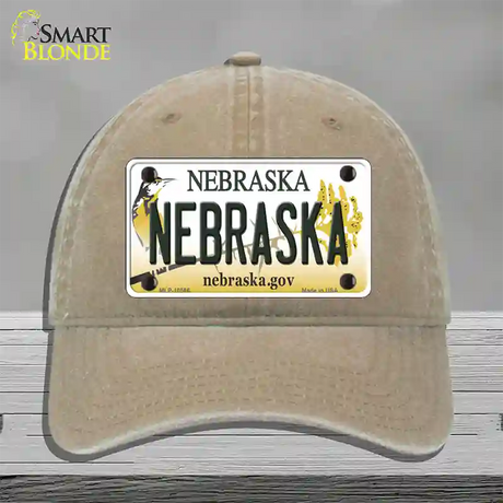 Nebraska Gov Novelty License Plate Hat Unconstructed Cotton / Khaki