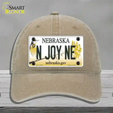 N Joy NE Nebraska Novelty License Plate Hat Unconstructed Cotton / Khaki