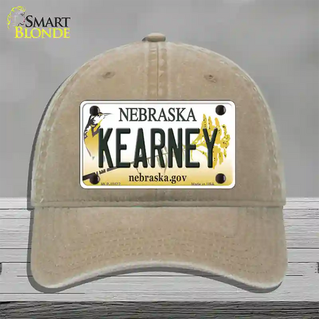 Kearney Nebraska Novelty License Plate Hat Unconstructed Cotton / Khaki