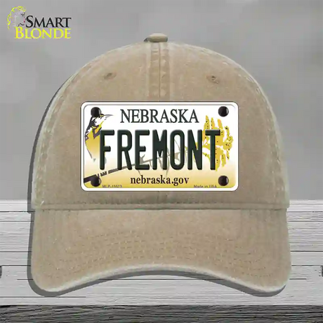 Fremont Nebraska Novelty License Plate Hat Unconstructed Cotton / Khaki