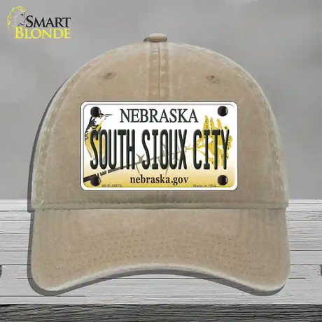 South Sioux City Nebraska Novelty License Plate Hat Unconstructed Cotton / Khaki