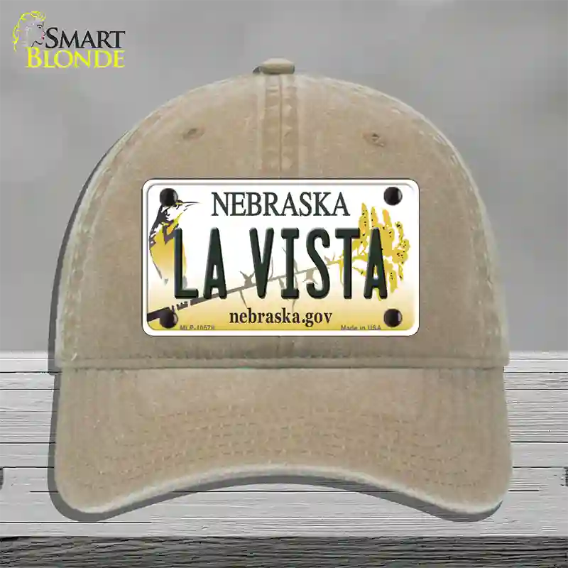 La Vista Nebraska Novelty License Plate Hat Unconstructed Cotton / Khaki